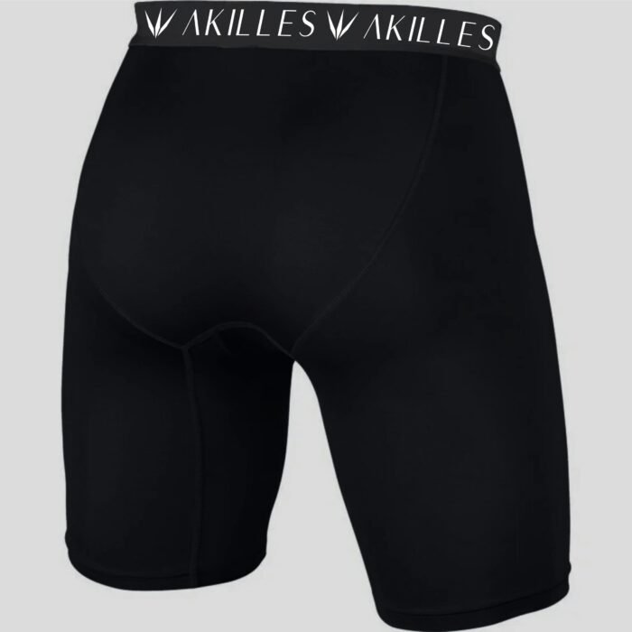 Akilles Elite Compression Shorts – Black with Blue Accent - Image 2